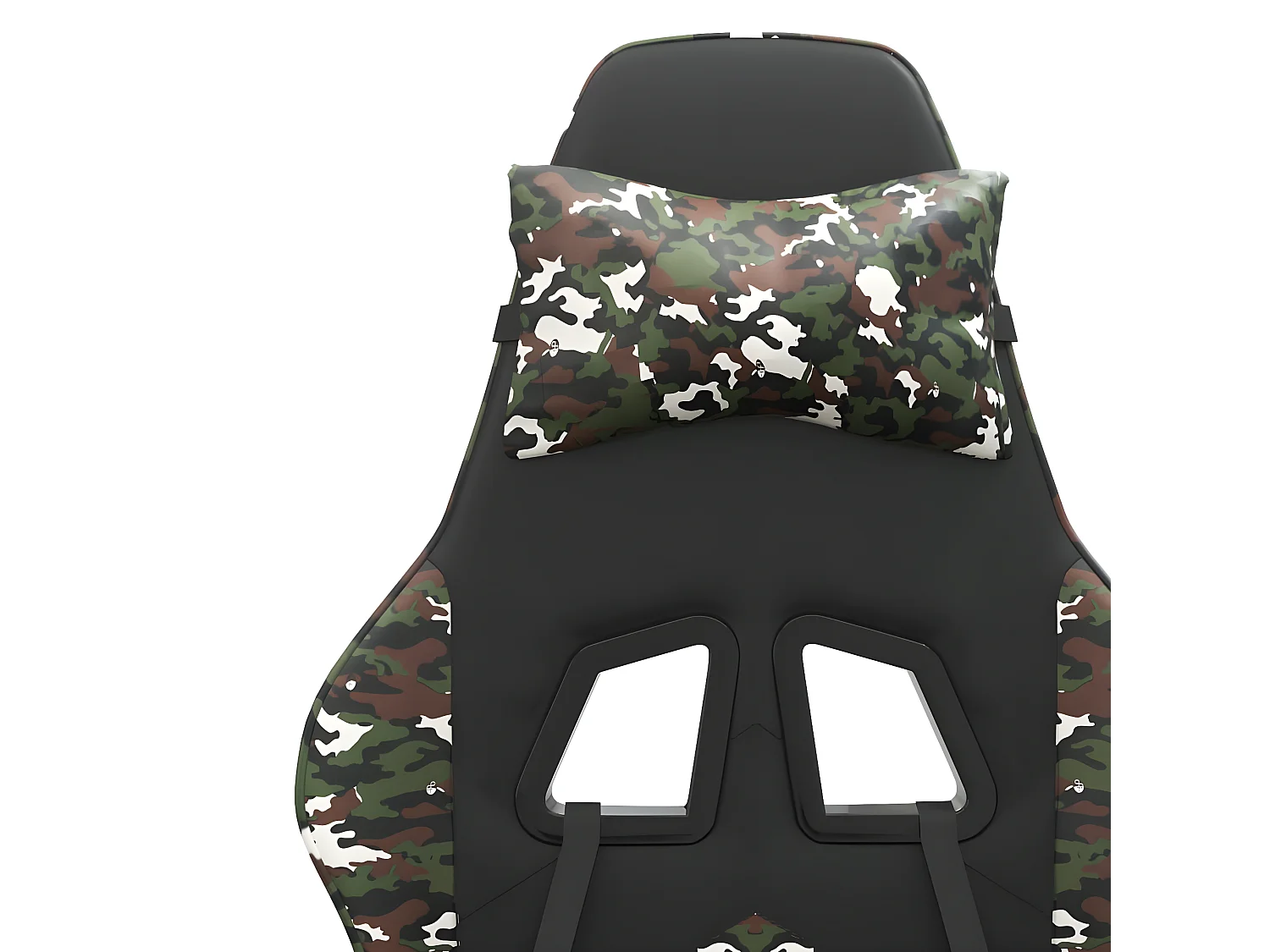 Cadeira gaming giratória + apoio pés couro art. preto/camuflado