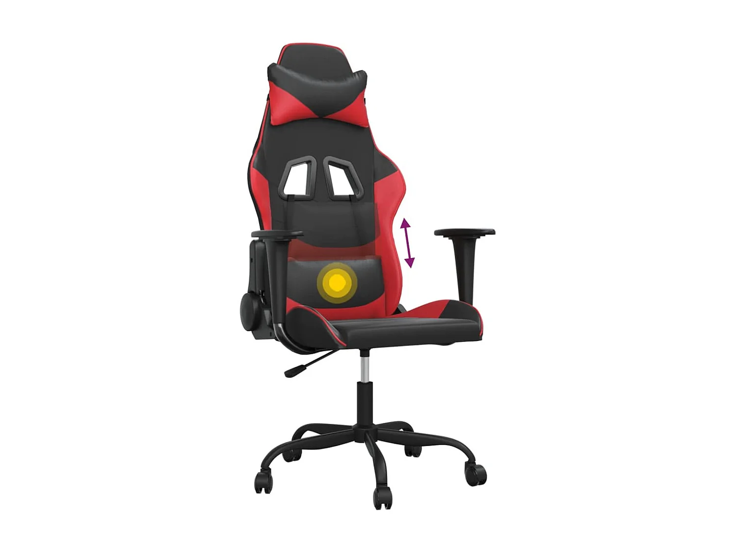piezas Silla gaming de masaje cuero sintético negro y rojo