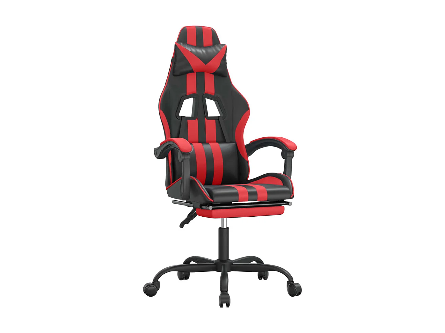 Cadeira gaming giratória c/ apoio couro artific. preto/vermelho