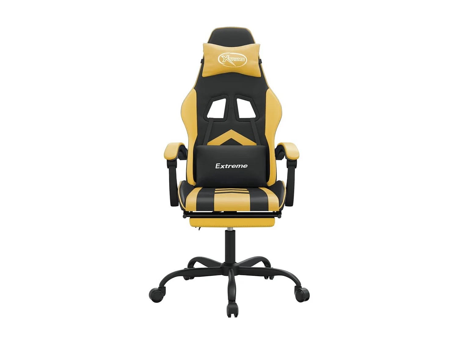 Chaise de jeu avec repose-pied Noir et doré Similicuir