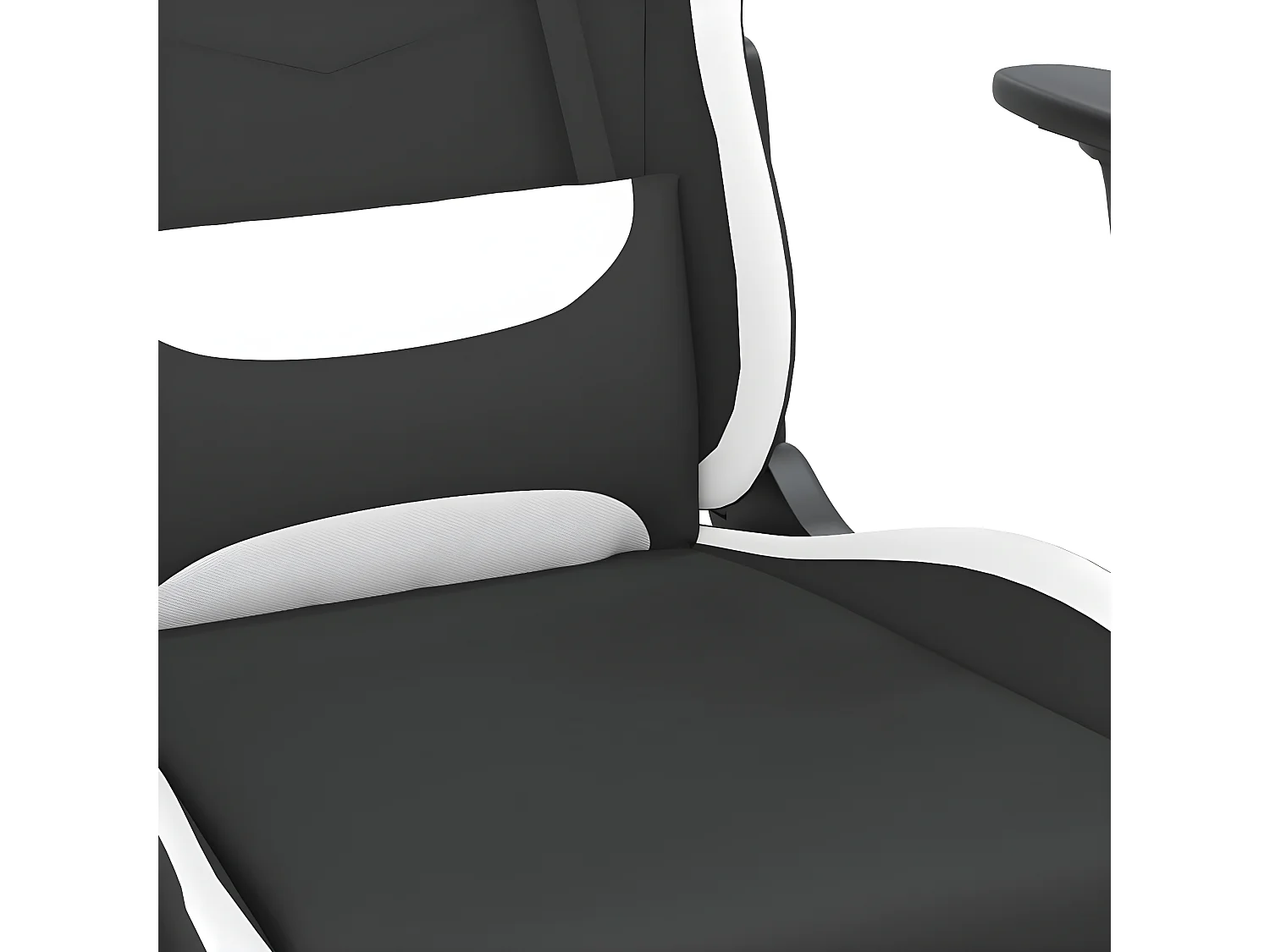 Silla gaming de masaje con reposapiés tela negro y blanco
