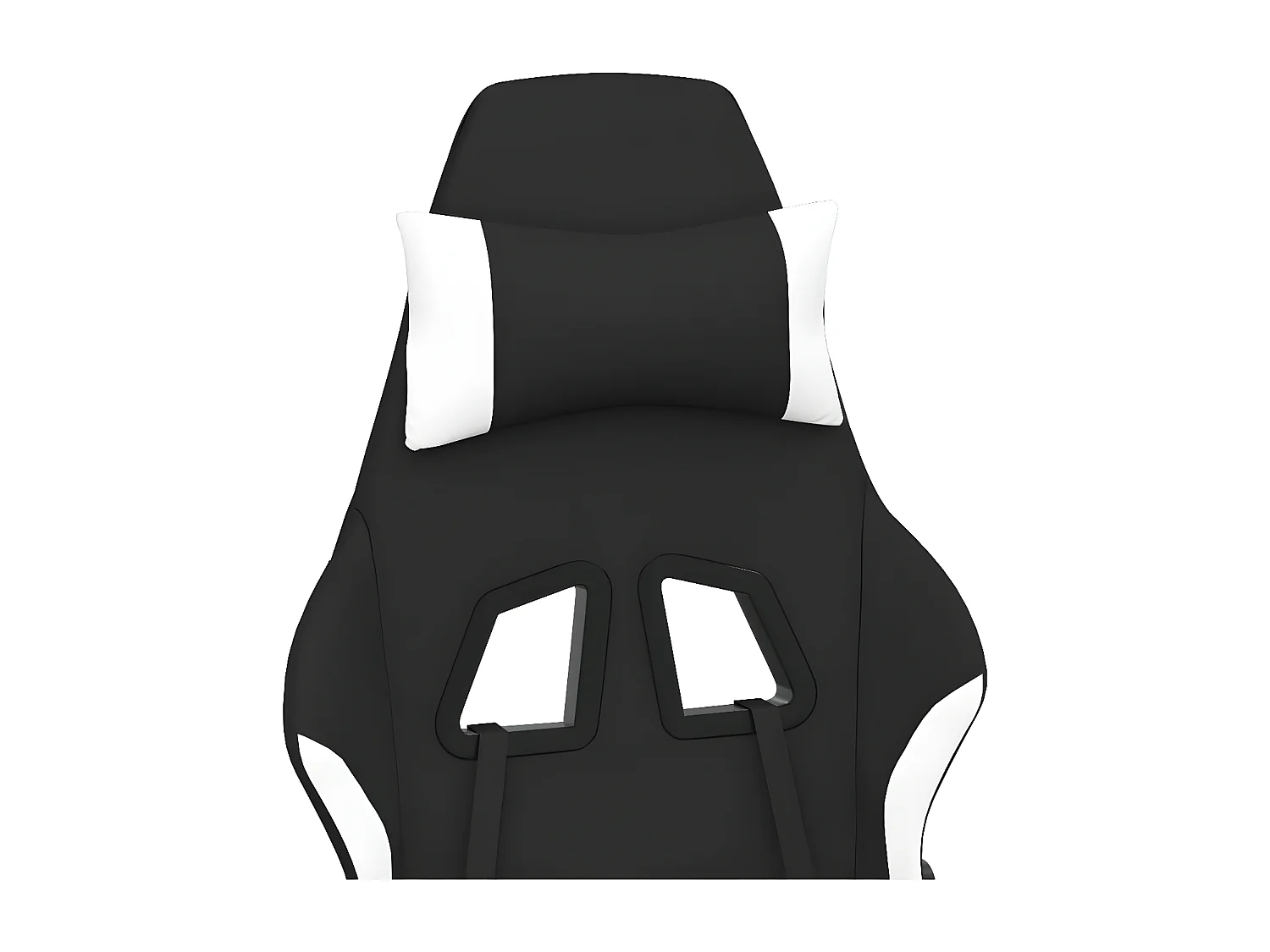 Silla gaming de masaje con reposapiés tela negro y blanco