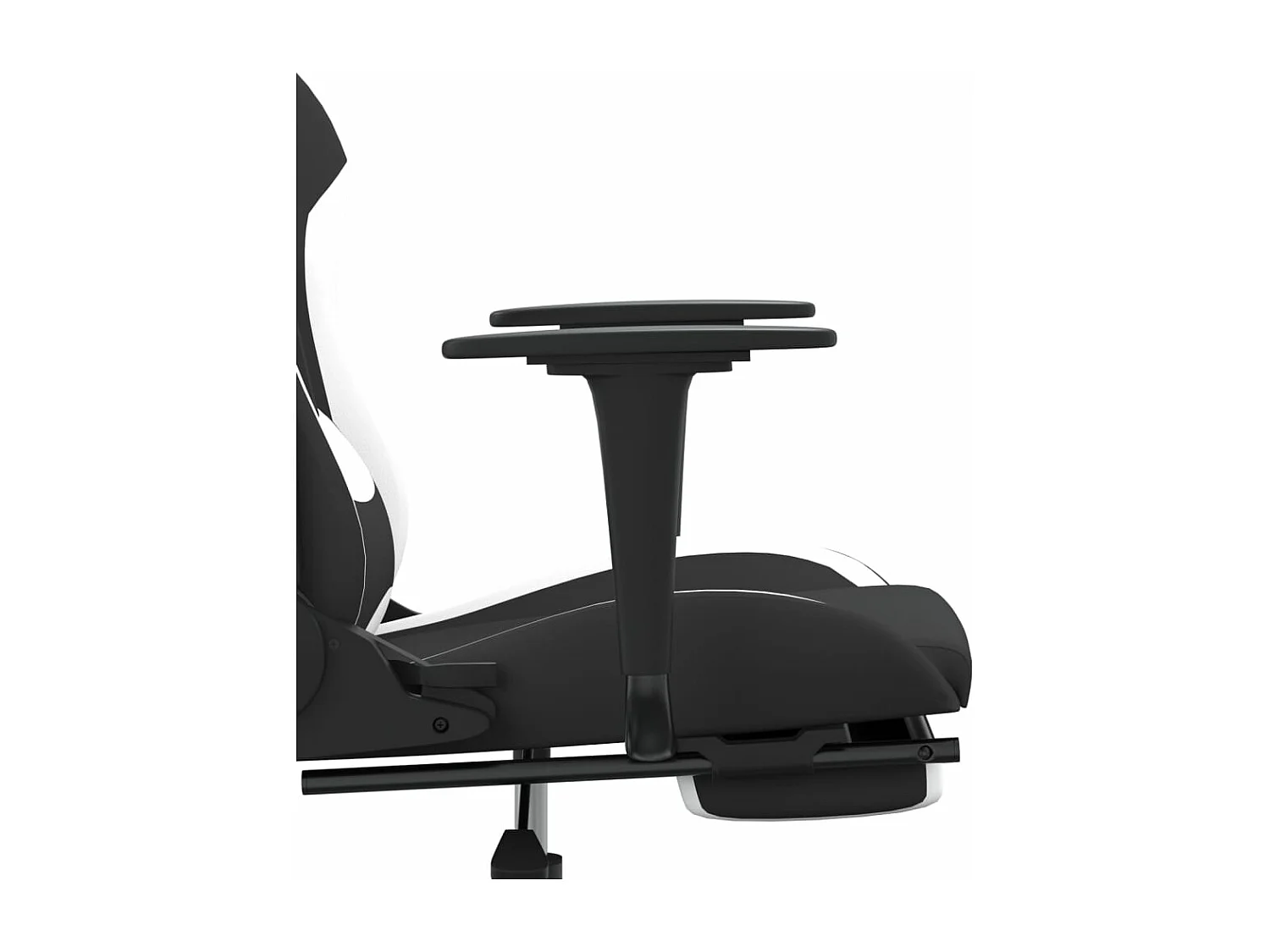 Silla gaming de masaje con reposapiés tela negro y blanco
