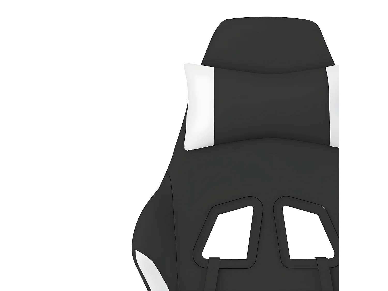 Silla gaming de masaje con reposapiés tela negro y blanco
