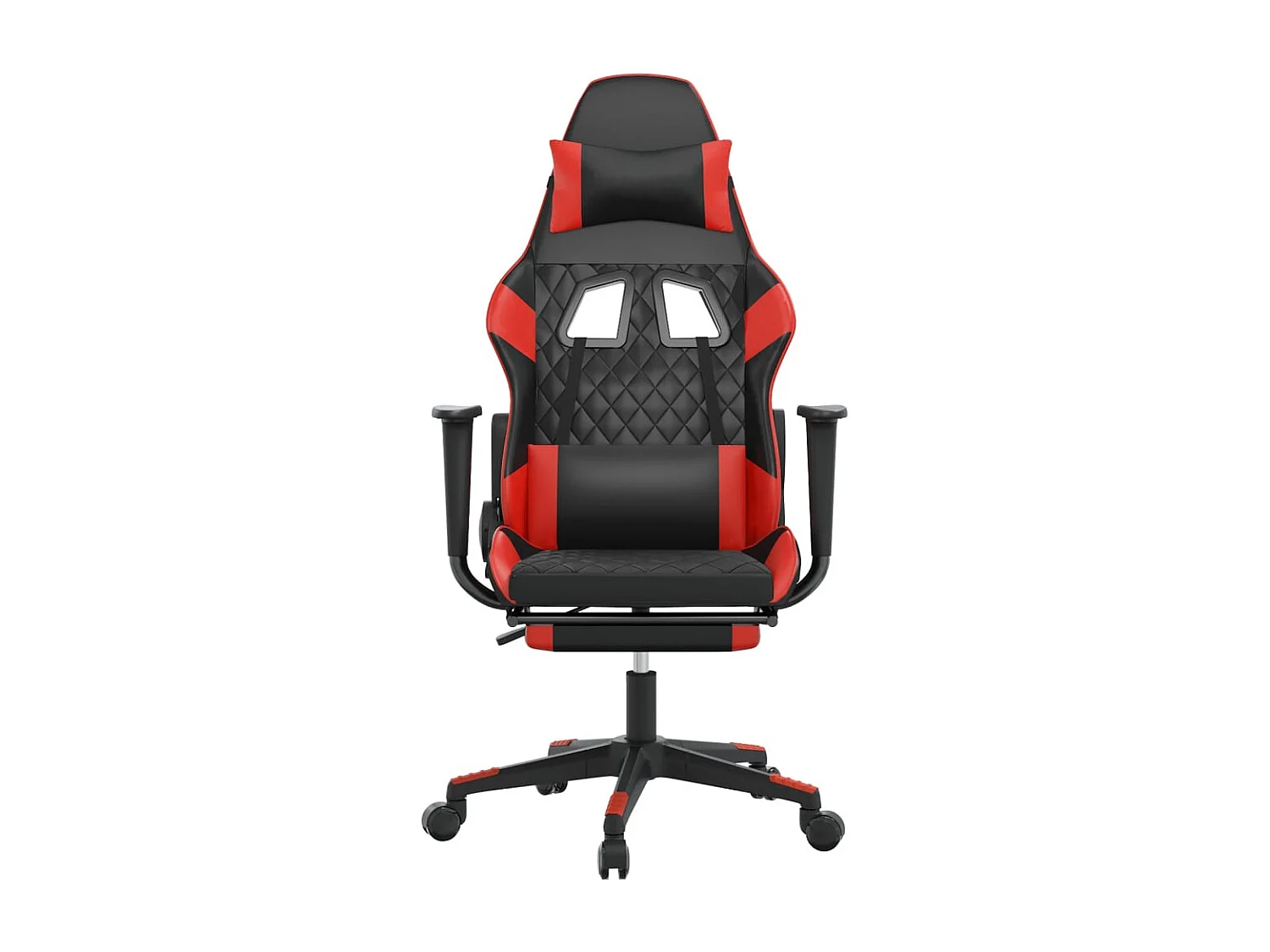 Cadeira gaming massagem + apoio pés couro artif. preto/vermelho