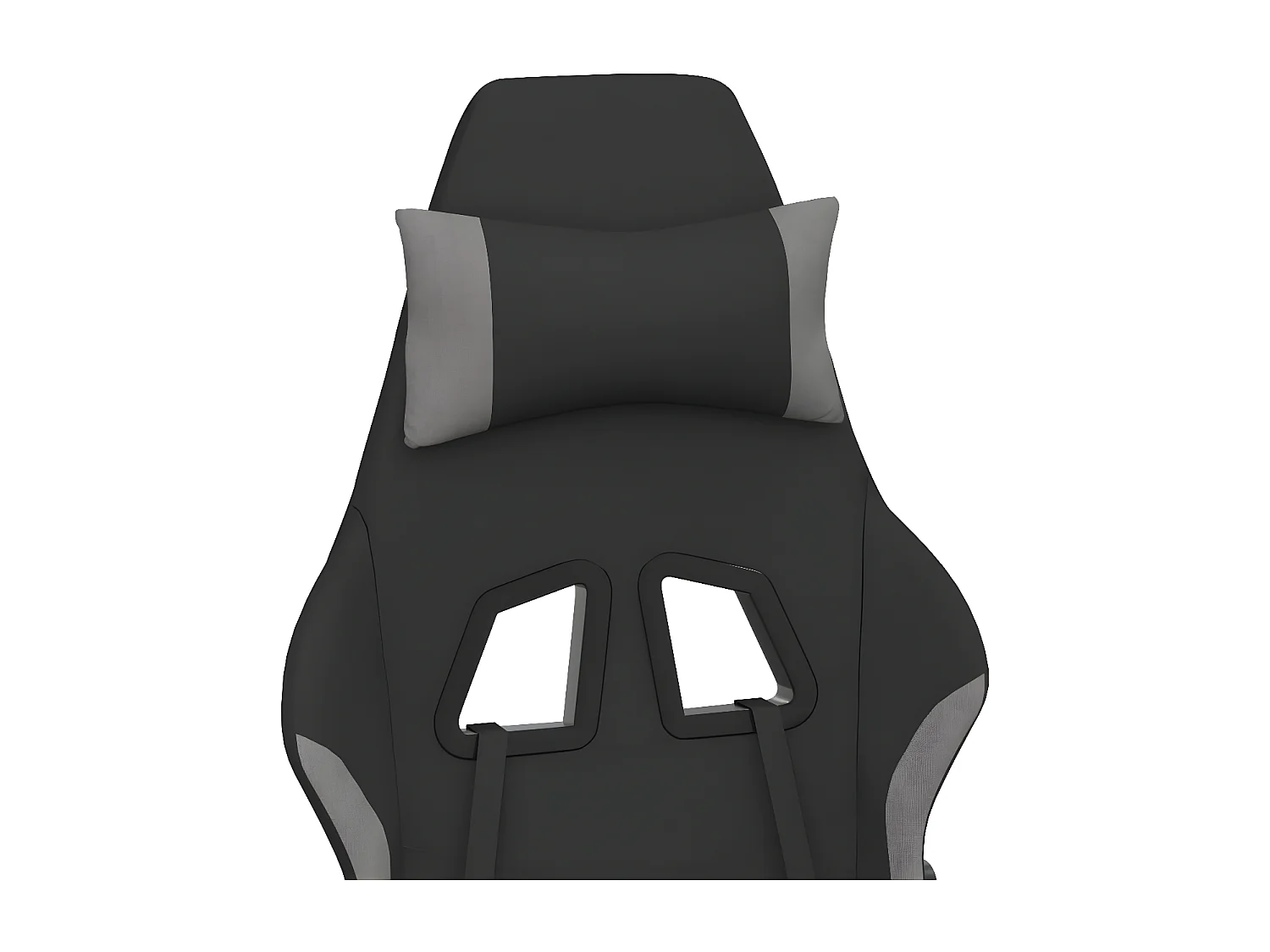 Cadeira de gaming com apoio de pés tecido preto e cinza-claro