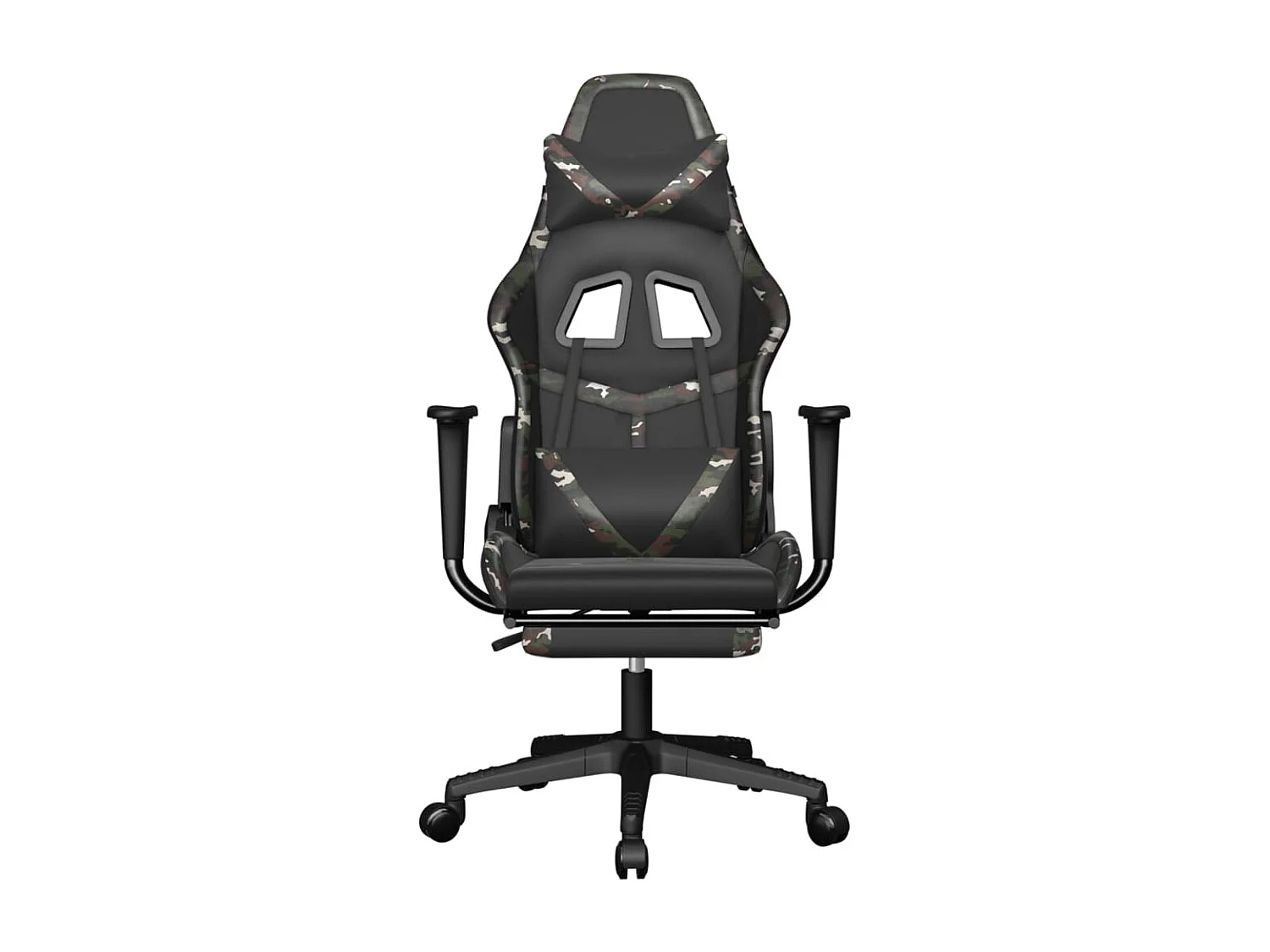 Silla gaming masaje reposapiés cuero sintético negro camuflaje