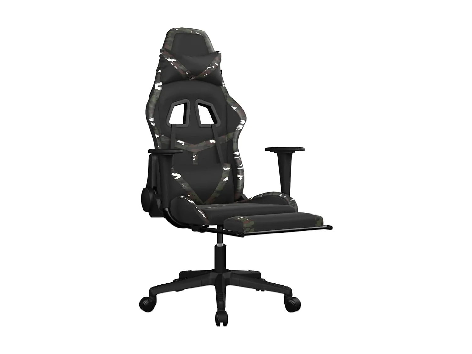 Chaise de jeu de massage repose-pied Noir&Camouflage Similicuir