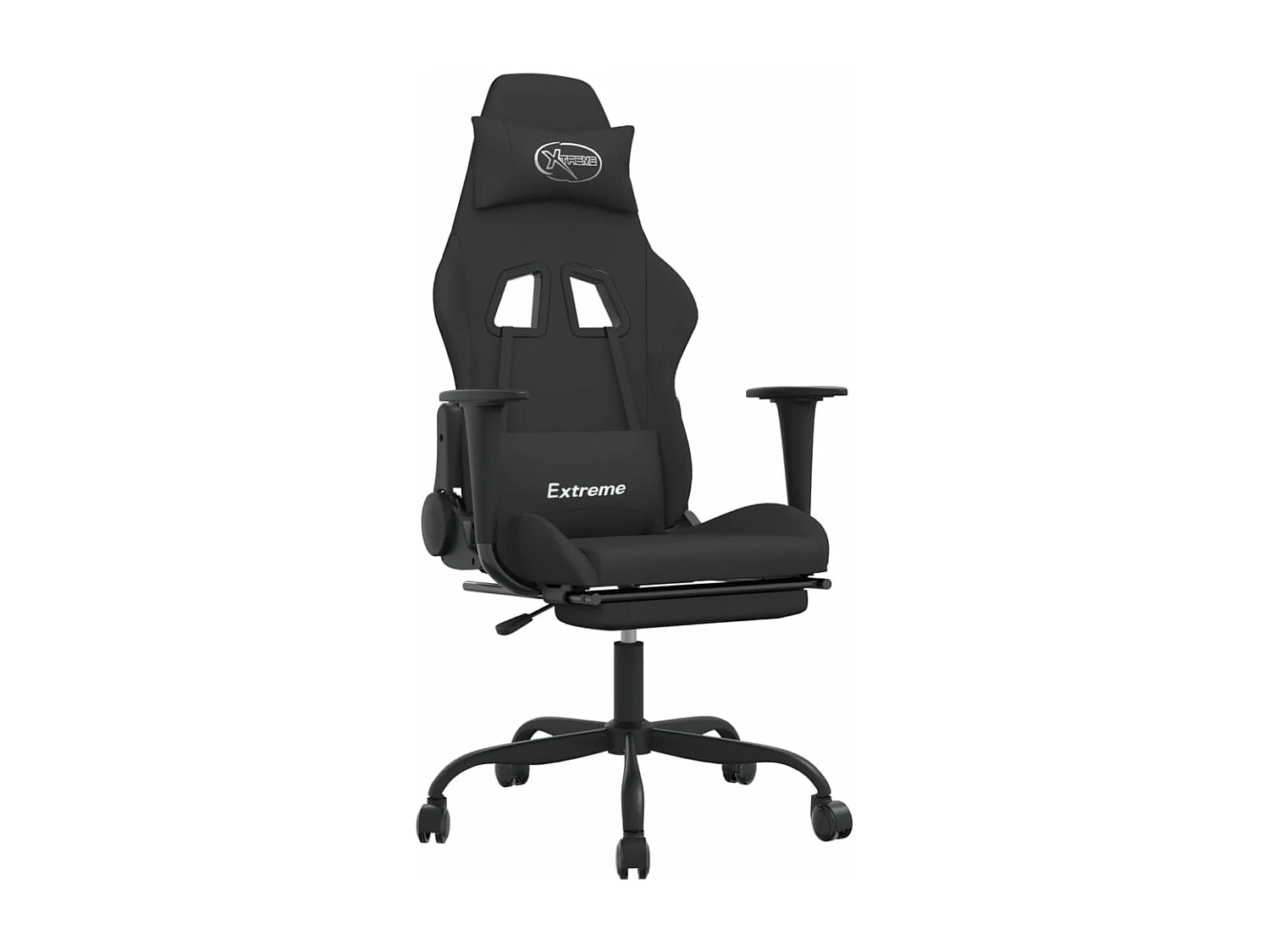 Cadeira de gaming com apoio para os pés tecido preto