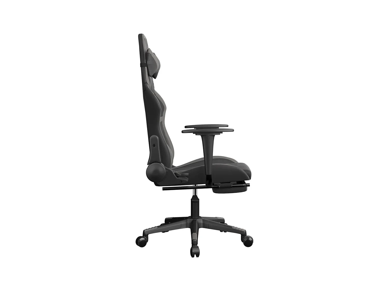 Chaise de jeu avec repose-pied Noir et gris Similicuir