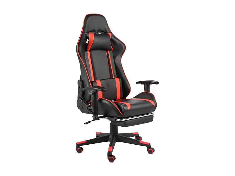 Silla gaming giratoria con reposapiés PVC rojo