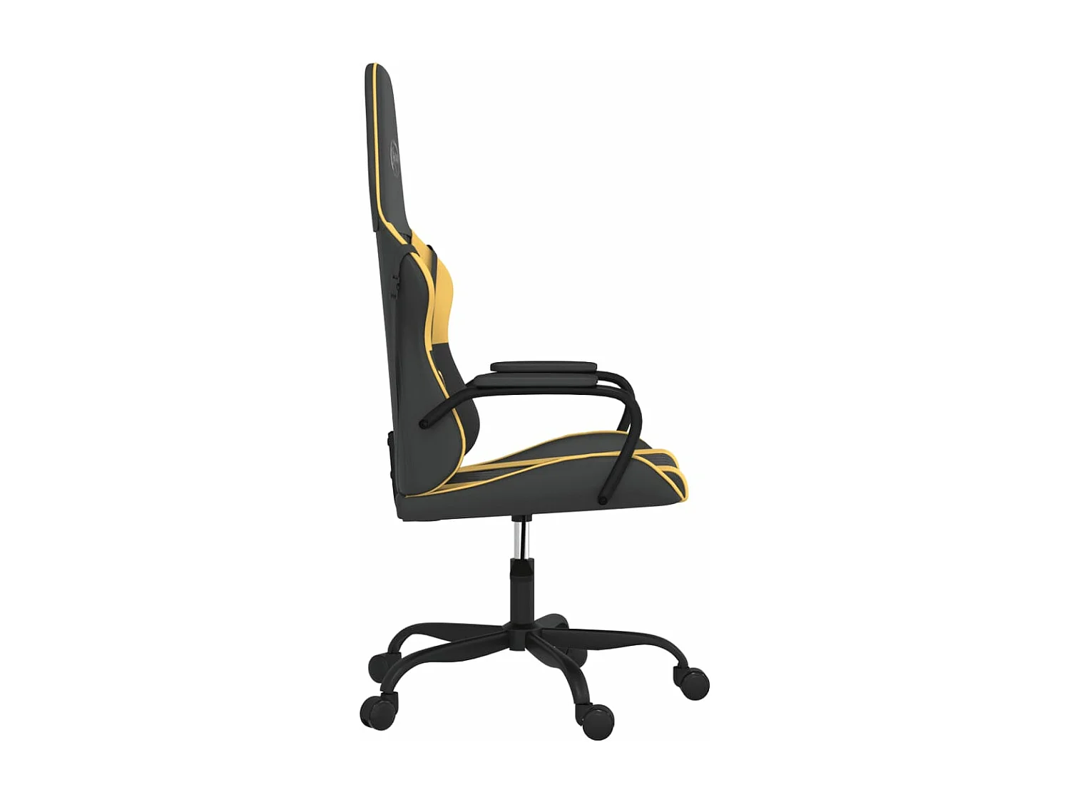 Silla gaming de masaje cuero sintético negro y dorado