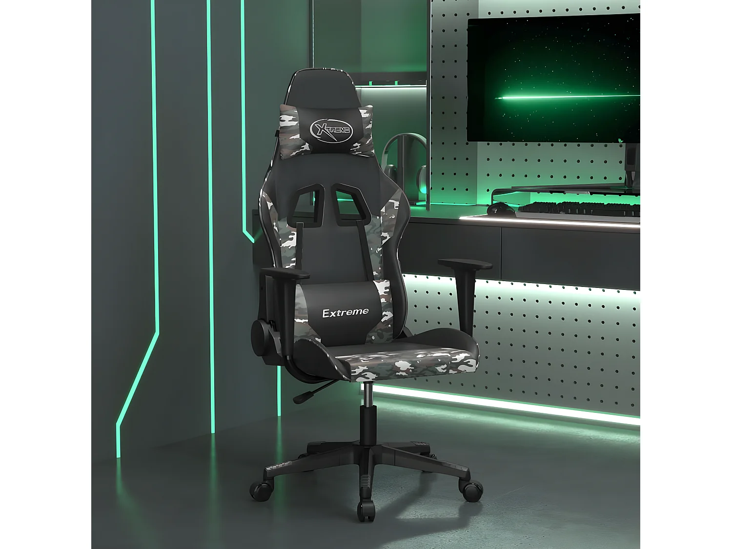 Chaise de jeu de massage Noir et camouflage Similicuir