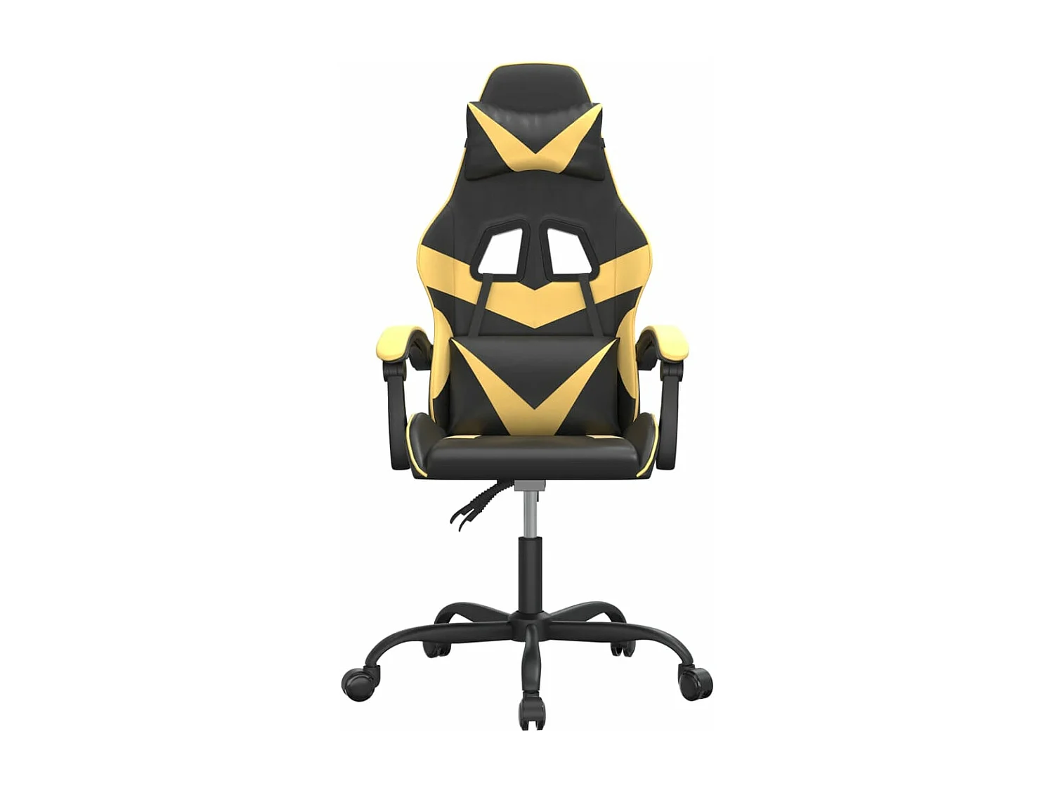 Cadeira gaming couro artificial preto e dourado