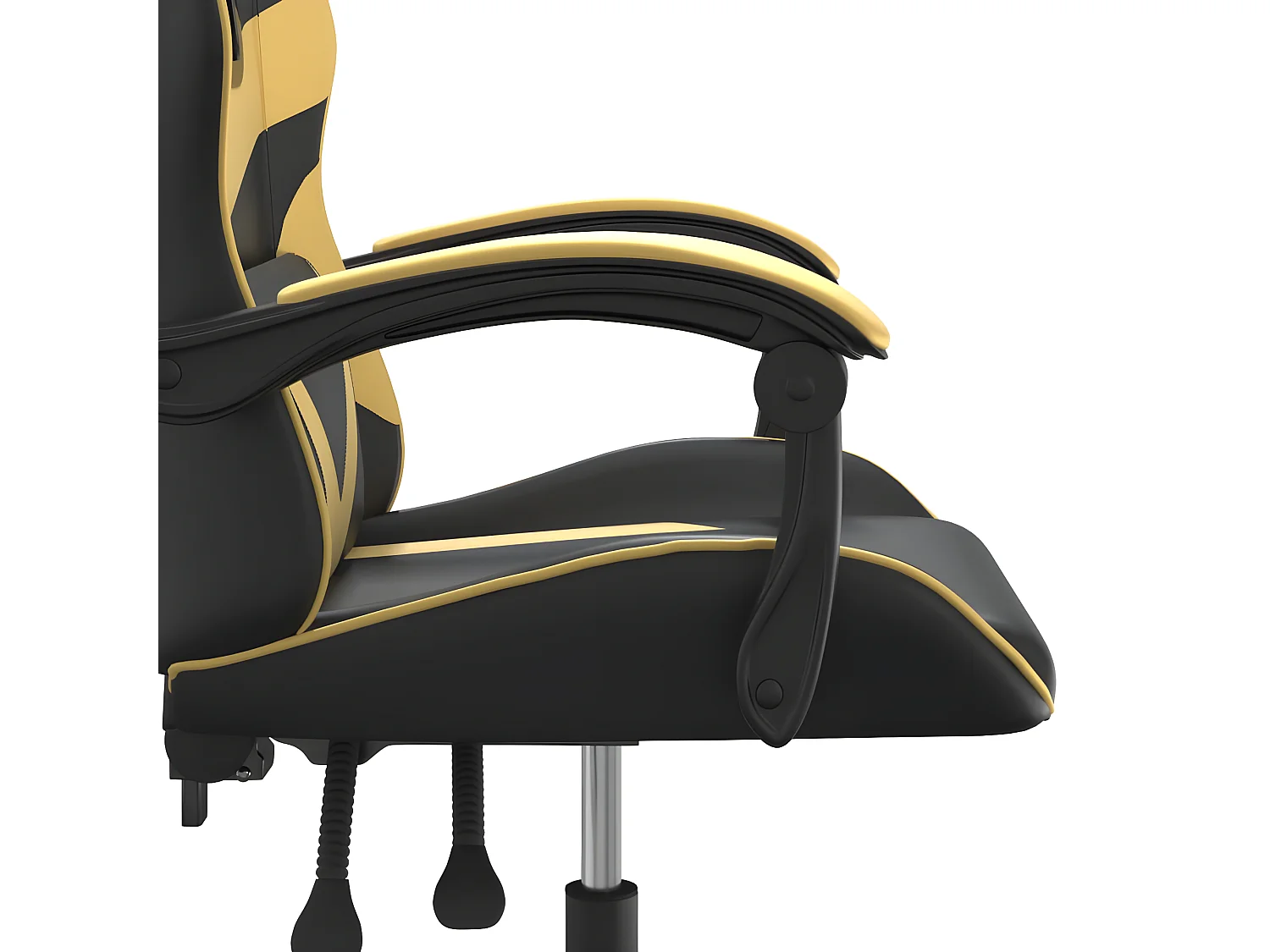 Cadeira gaming couro artificial preto e dourado