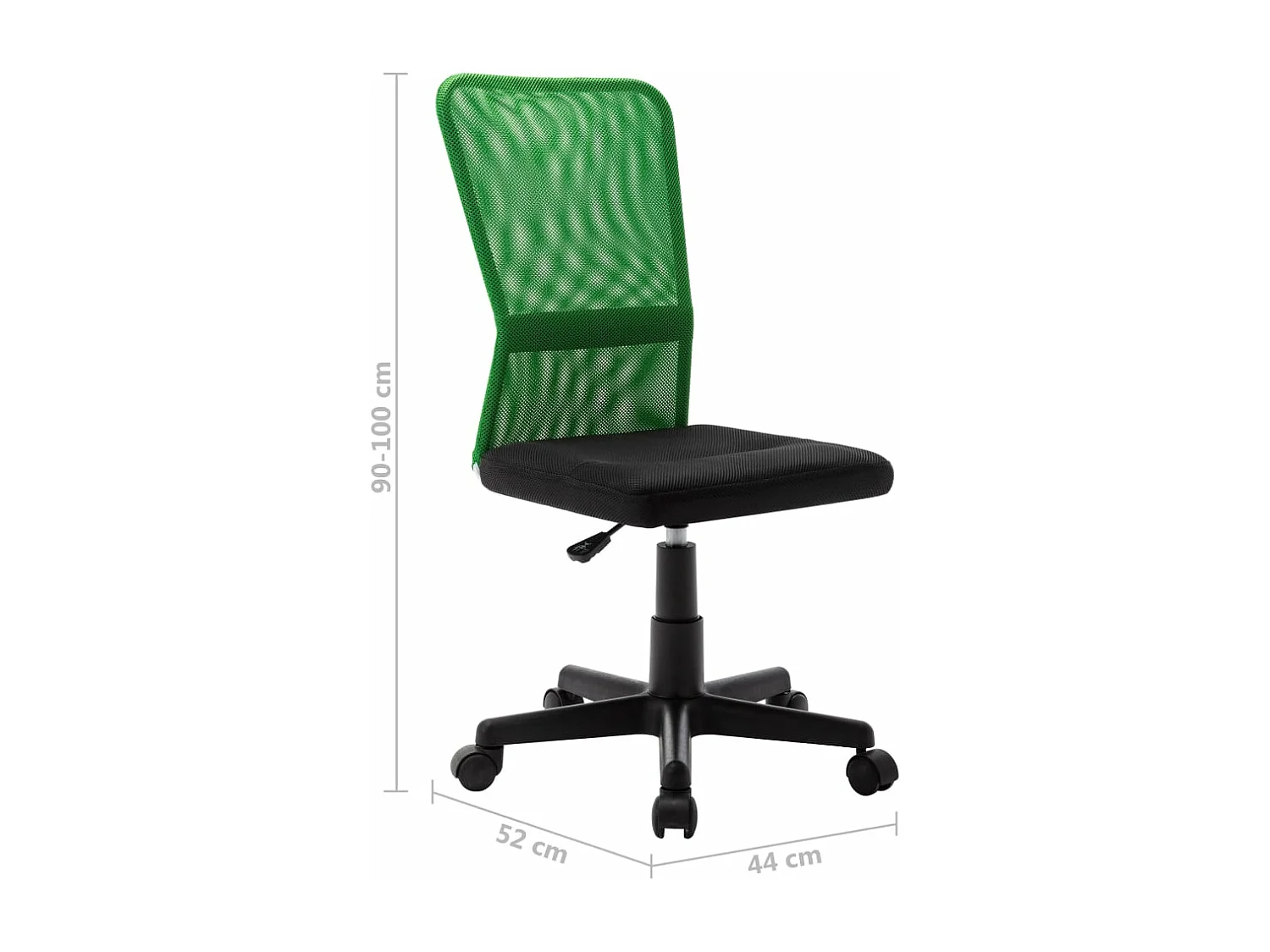 Chaise de bureau Noir et vert 44x52x100 cm Tissu en maille