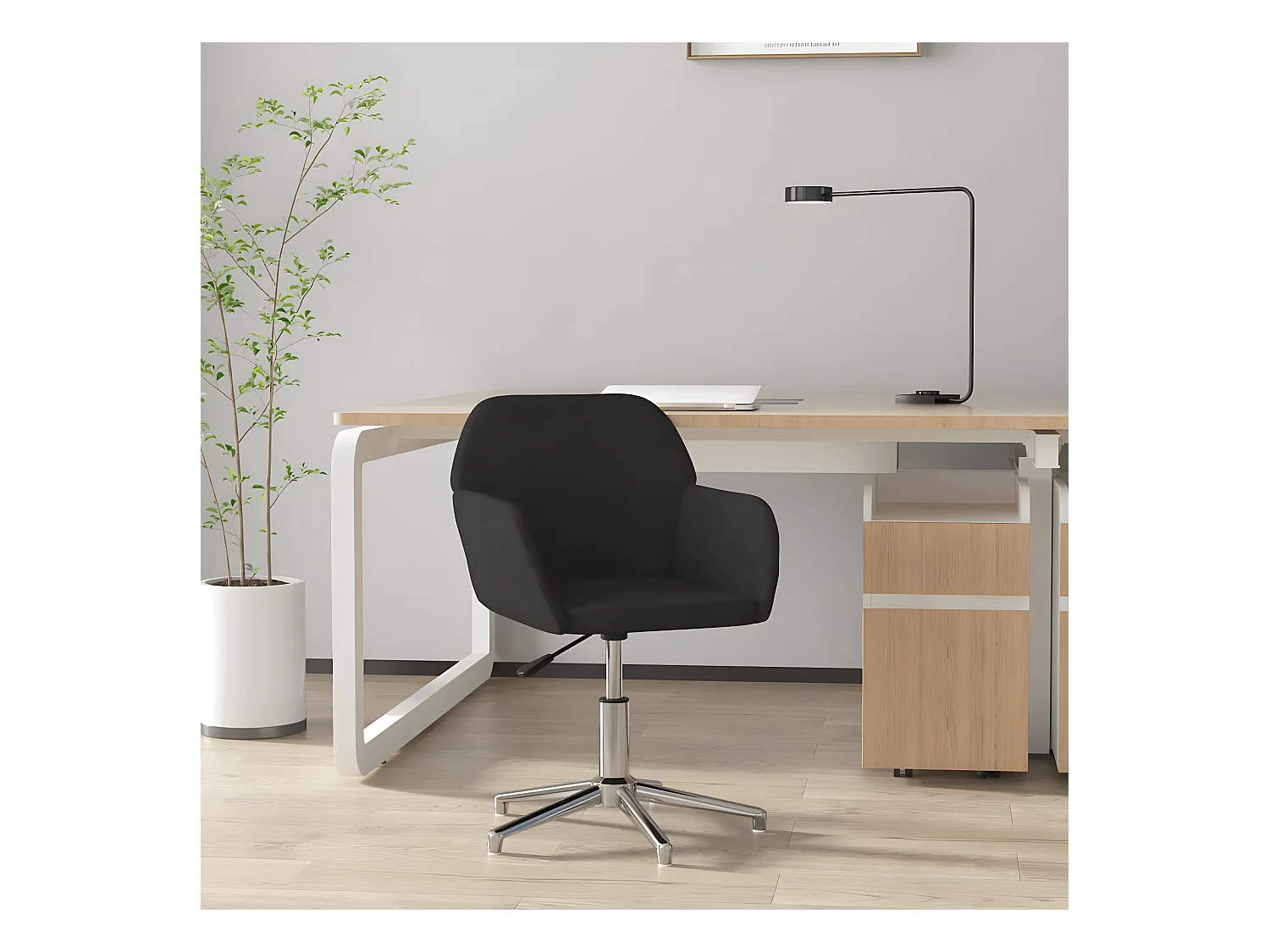 Chaise pivotante de bureau Noir Tissu