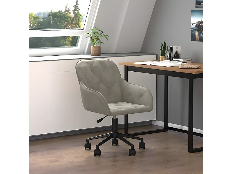 Chaise pivotante de bureau Gris clair Velours