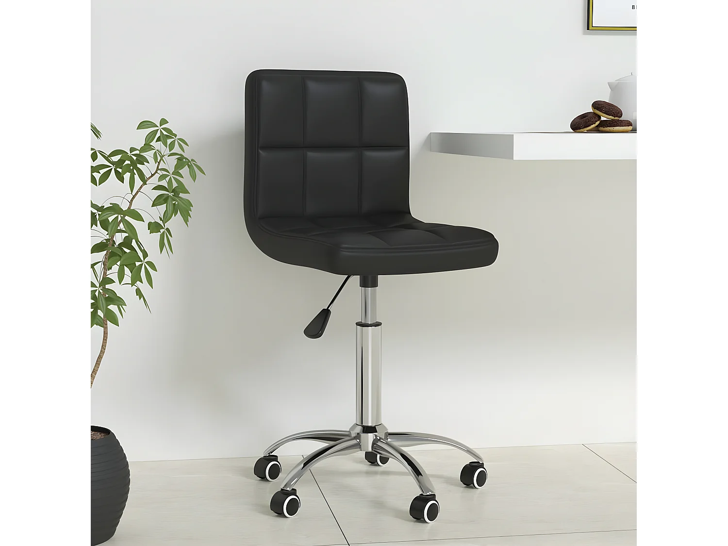 Chaise de bureau pivotante Noir Similicuir