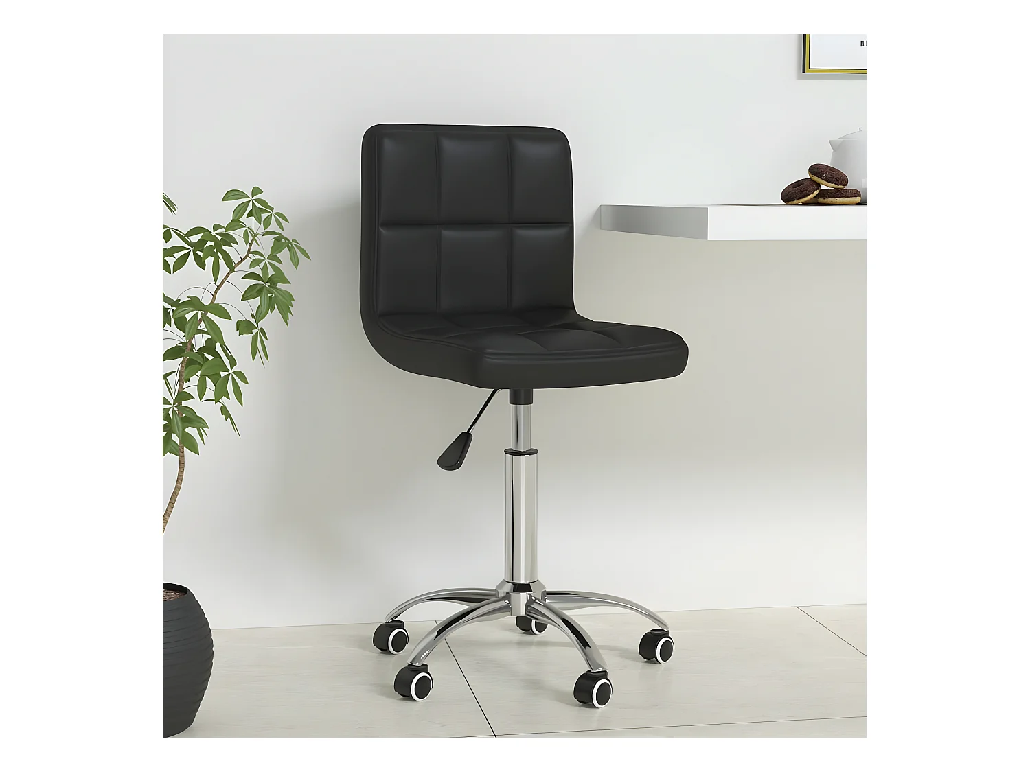 Chaise de bureau pivotante Noir Similicuir