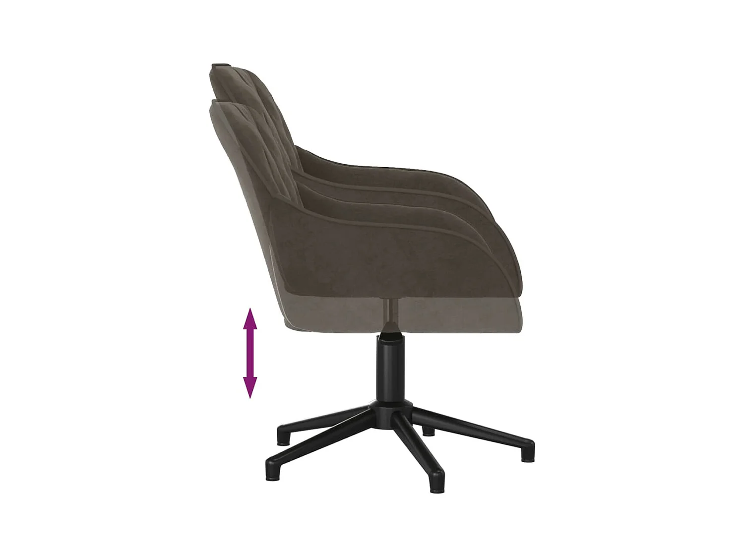 Chaise pivotante de bureau Gris foncé Velours