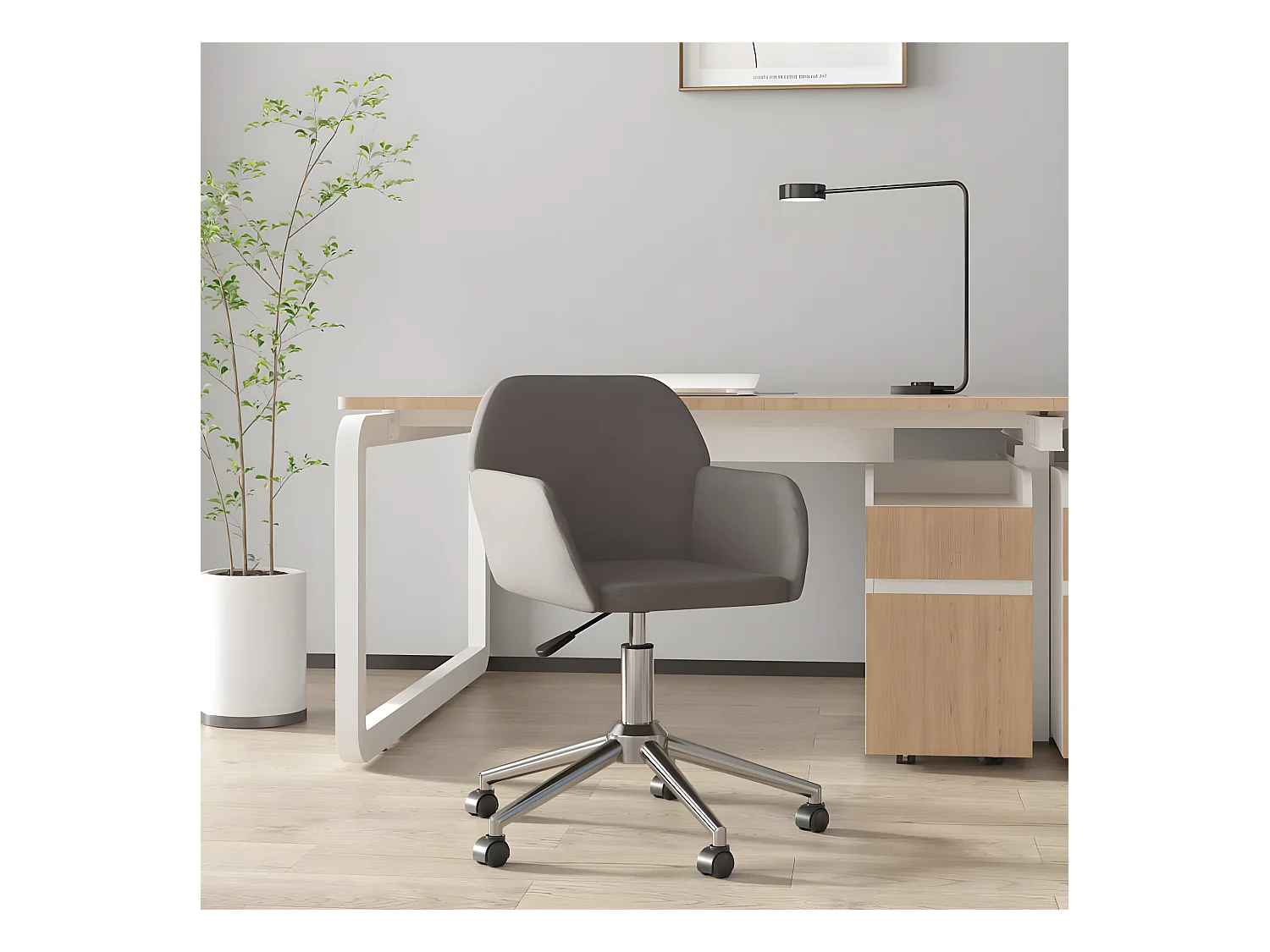 Chaise pivotante de bureau Gris foncé Tissu