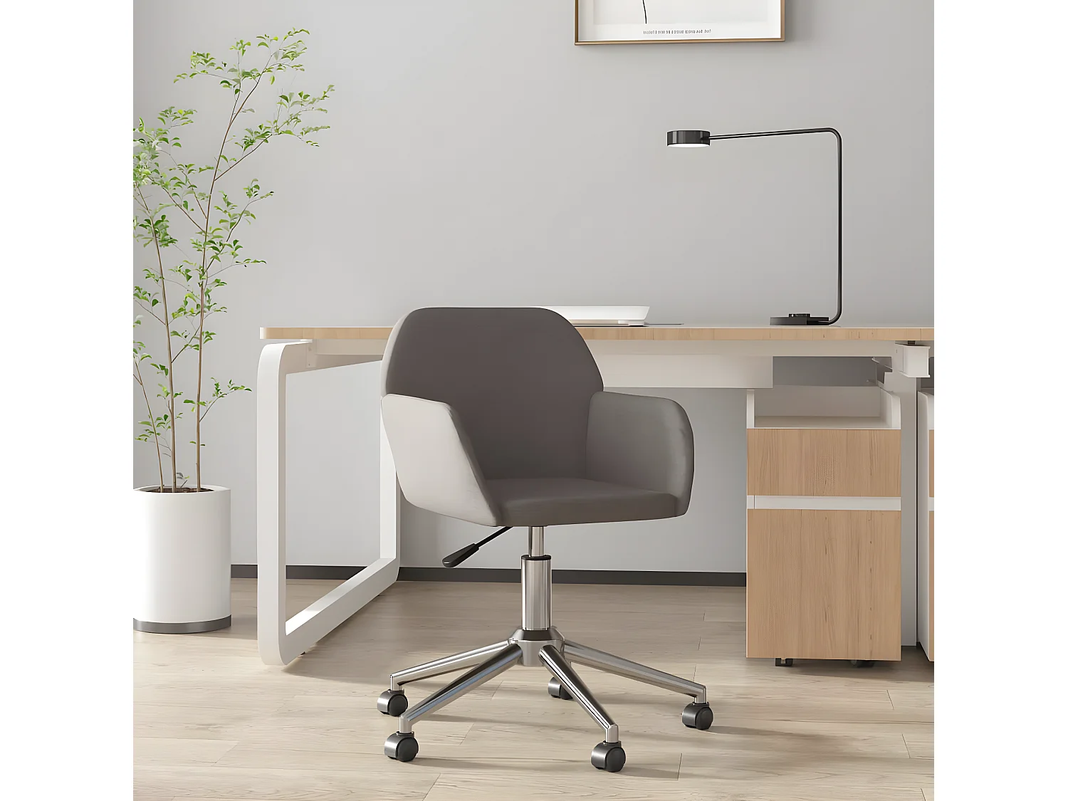 Chaise pivotante de bureau Gris foncé Tissu