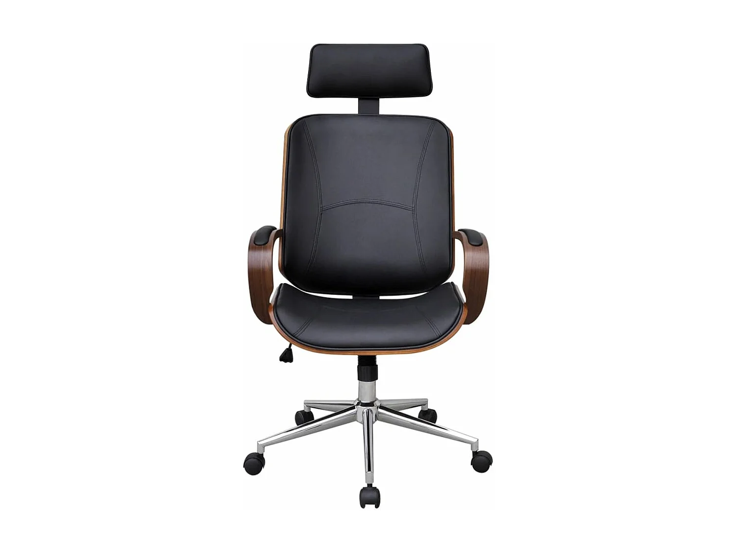 Chaise de bureau avec appuie-tête Bois cintré Similicuir