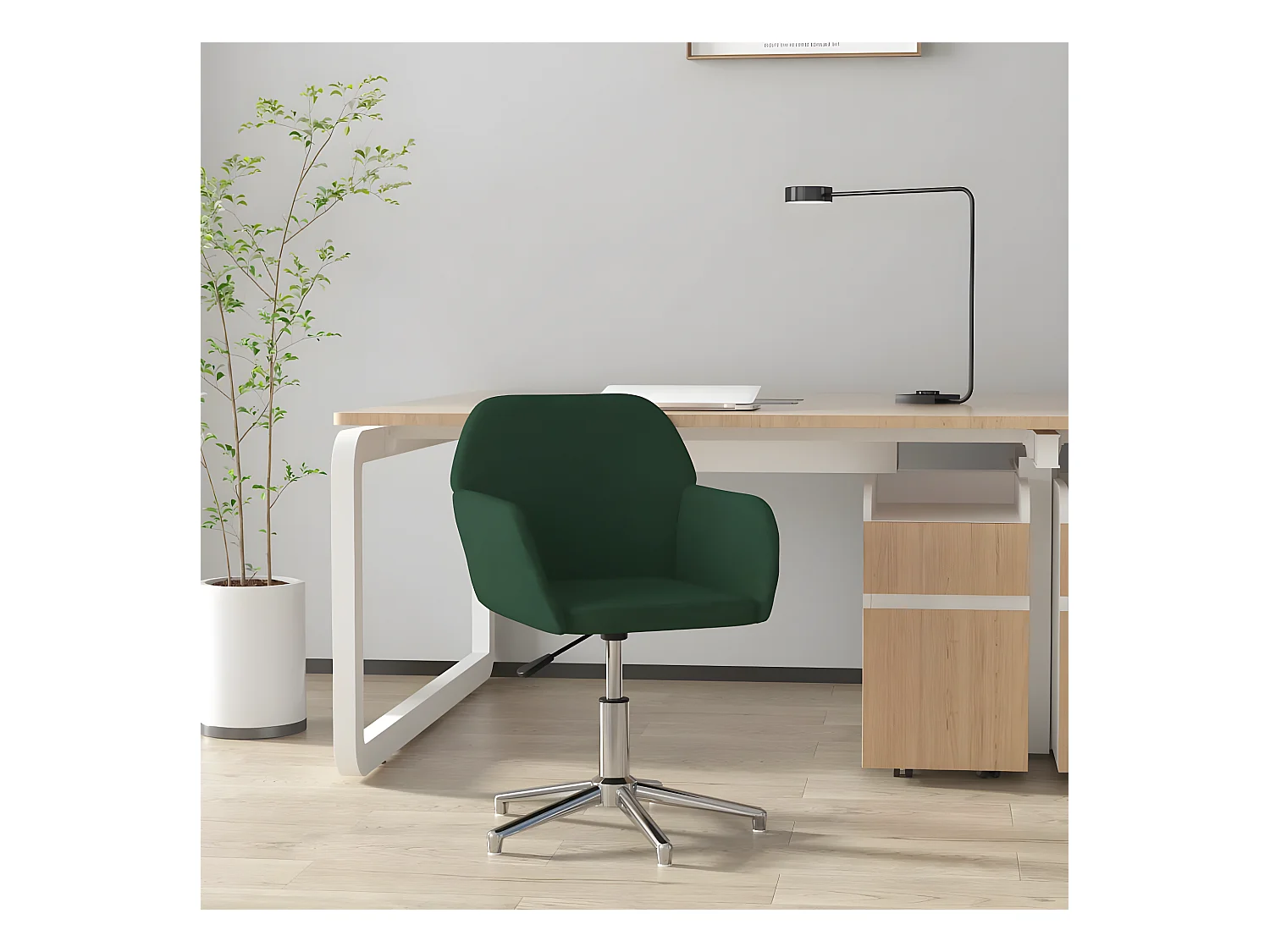 Chaise pivotante de bureau Vert foncé Tissu
