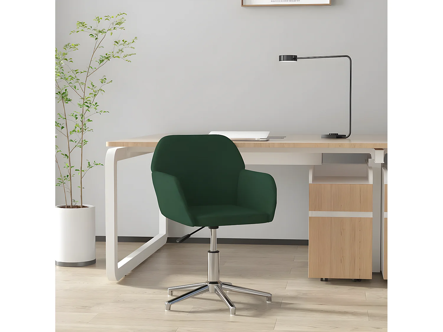 Chaise pivotante de bureau Vert foncé Tissu