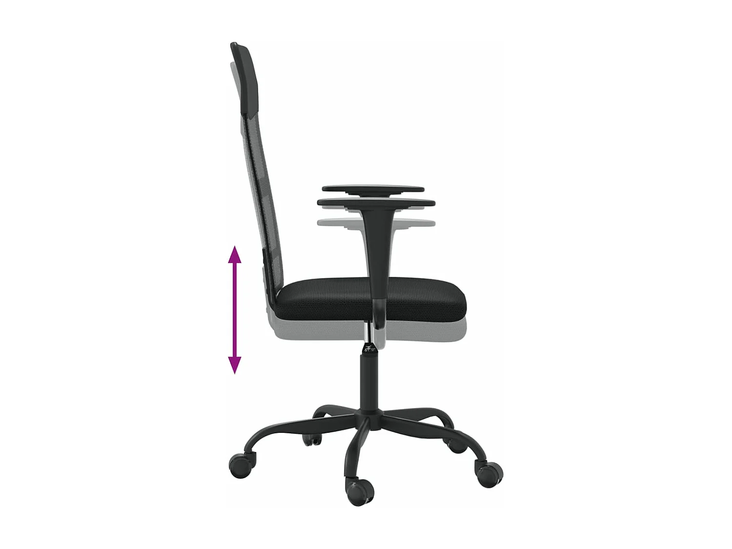 Silla de oficina tela de malla y cuero sintético negro