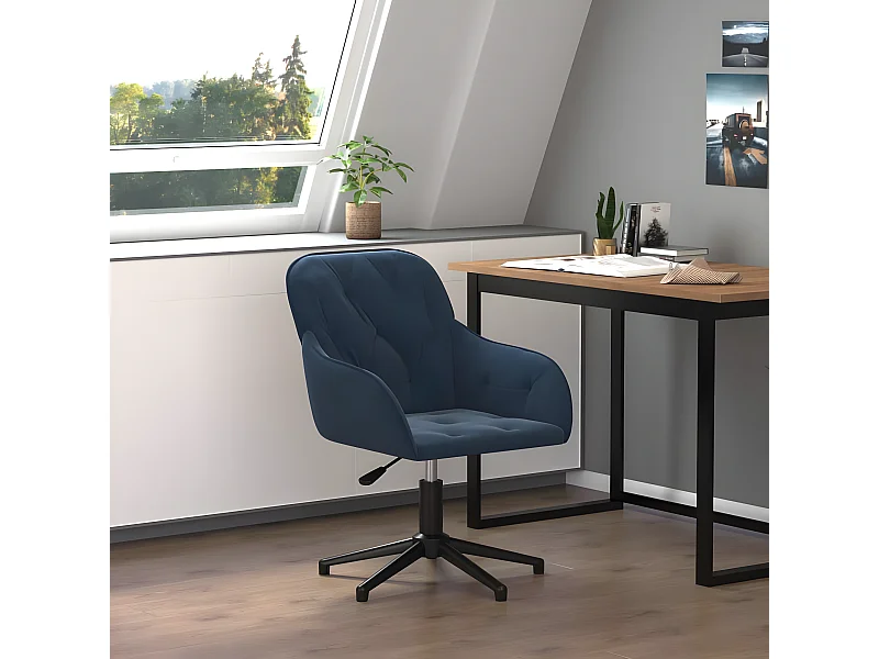 Chaise pivotante de bureau Bleu Velours