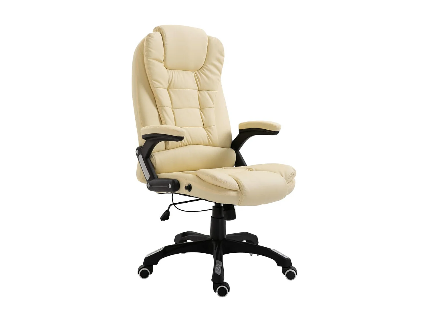 Silla de oficina de cuero sintético color crema