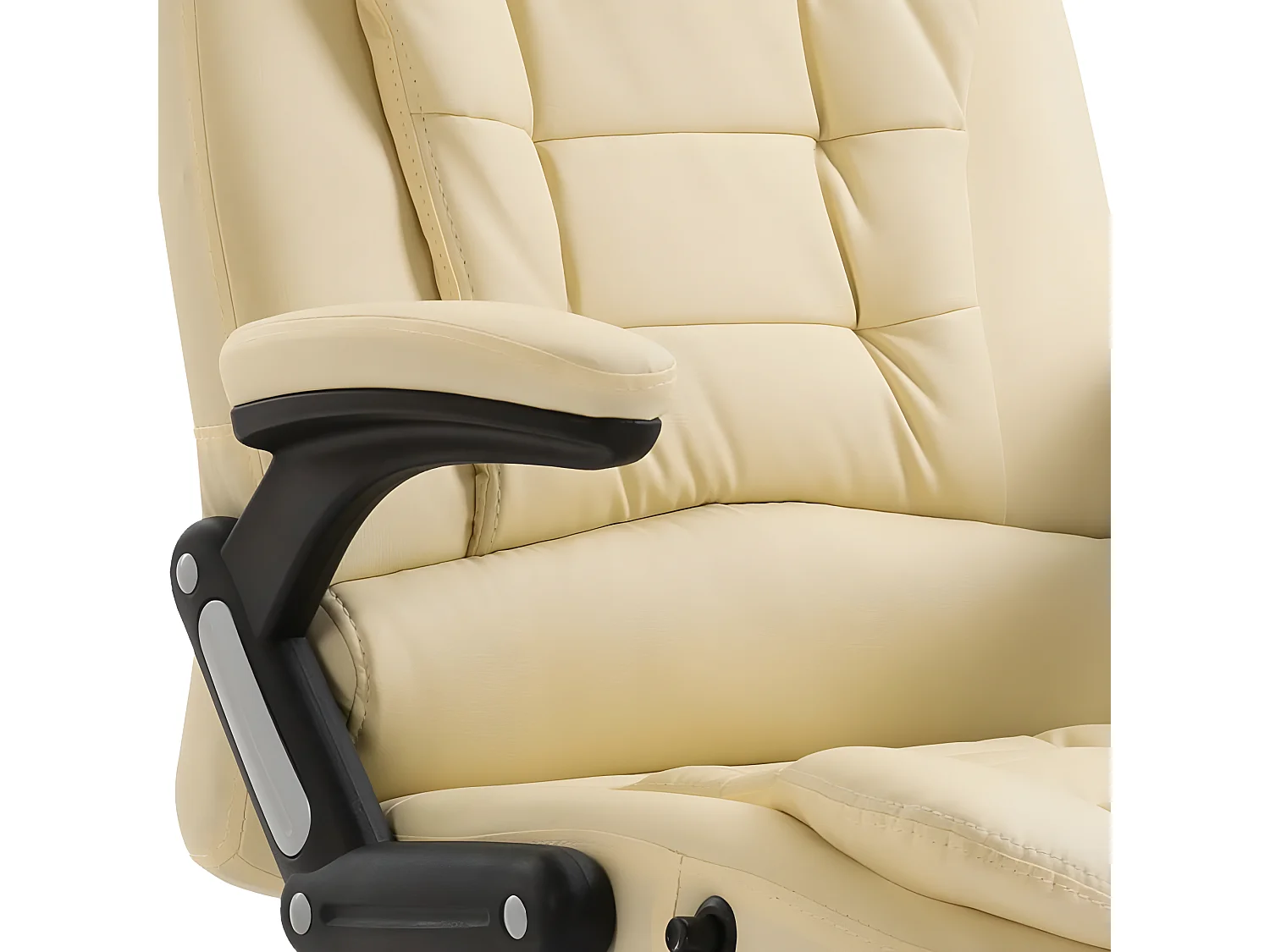 Silla de oficina de cuero sintético color crema