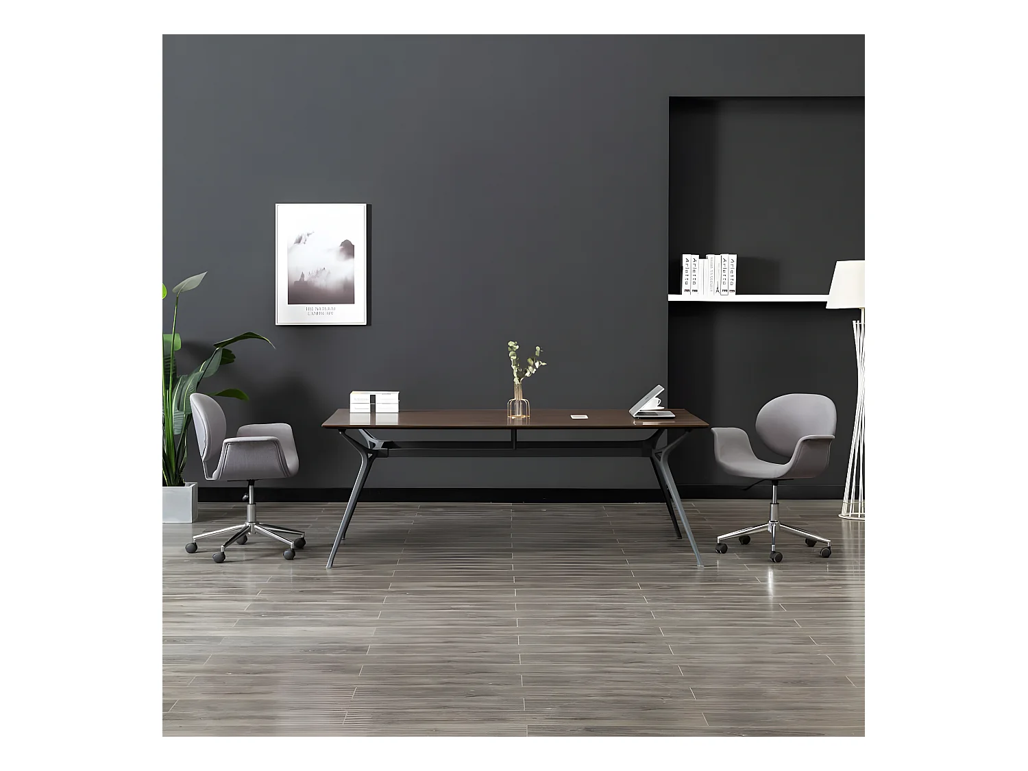 Chaise pivotante de bureau Gris Tissu