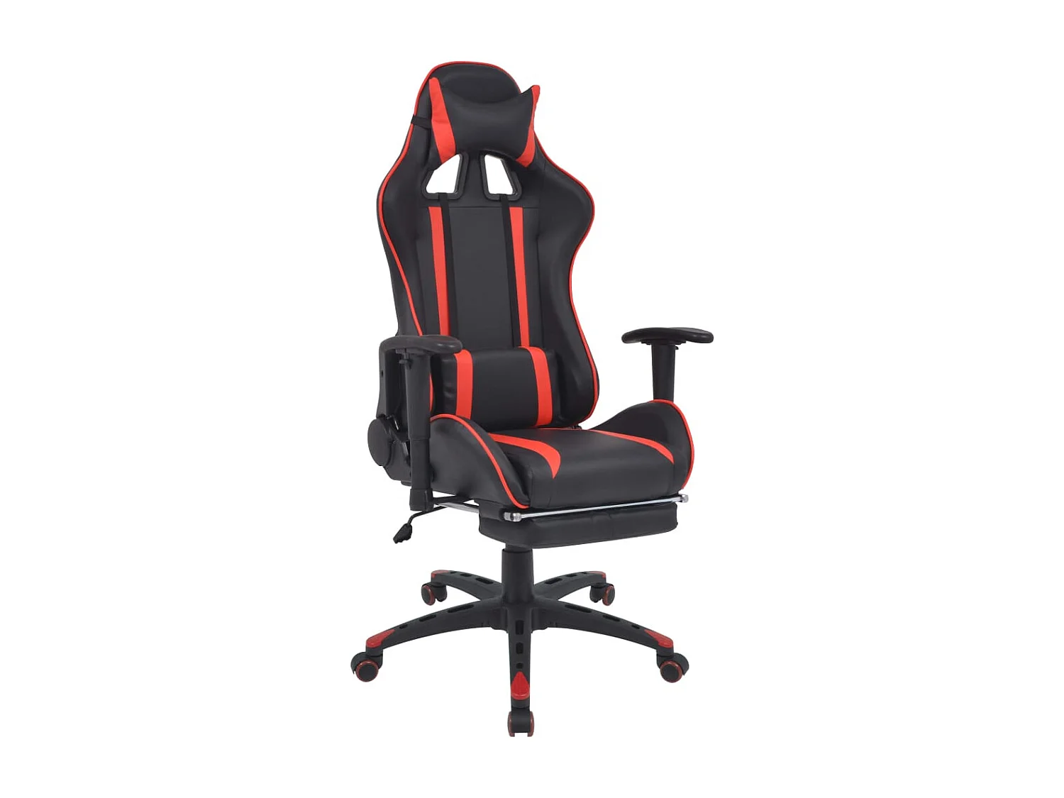 Cadeira escritório reclin. estilo corrida c/ apoio pés vermelho