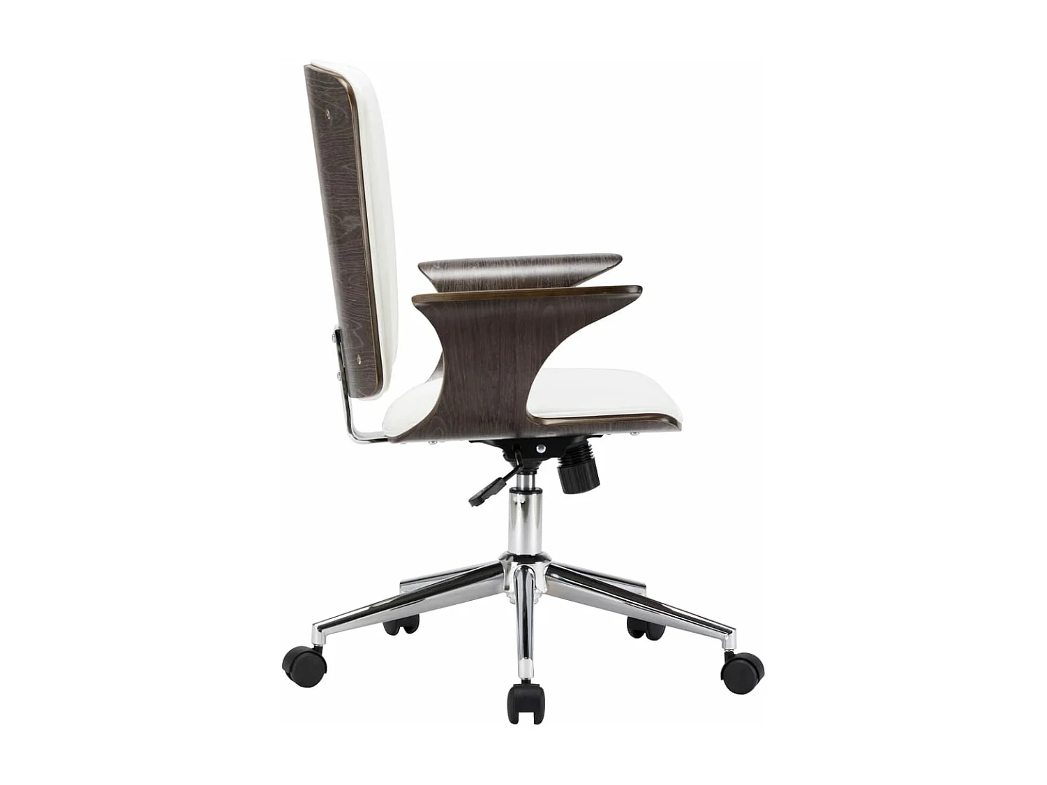 Chaise pivotante de bureau Blanc Similicuir et bois courbé