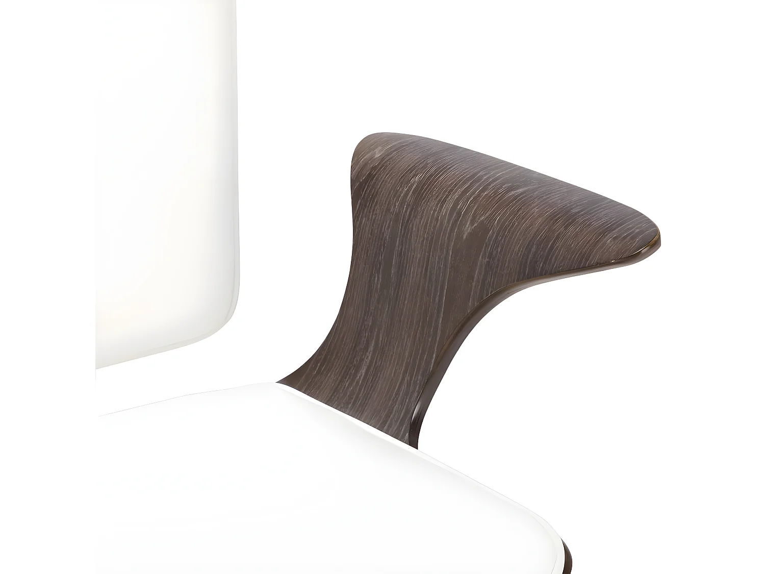 Chaise pivotante de bureau Blanc Similicuir et bois courbé