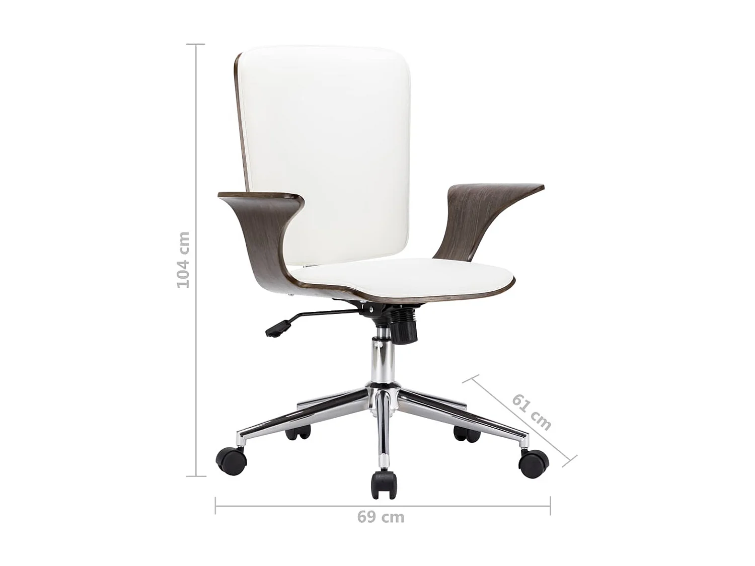 Chaise pivotante de bureau Blanc Similicuir et bois courbé