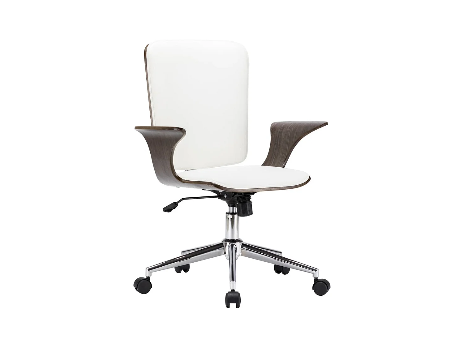 Chaise pivotante de bureau Blanc Similicuir et bois courbé