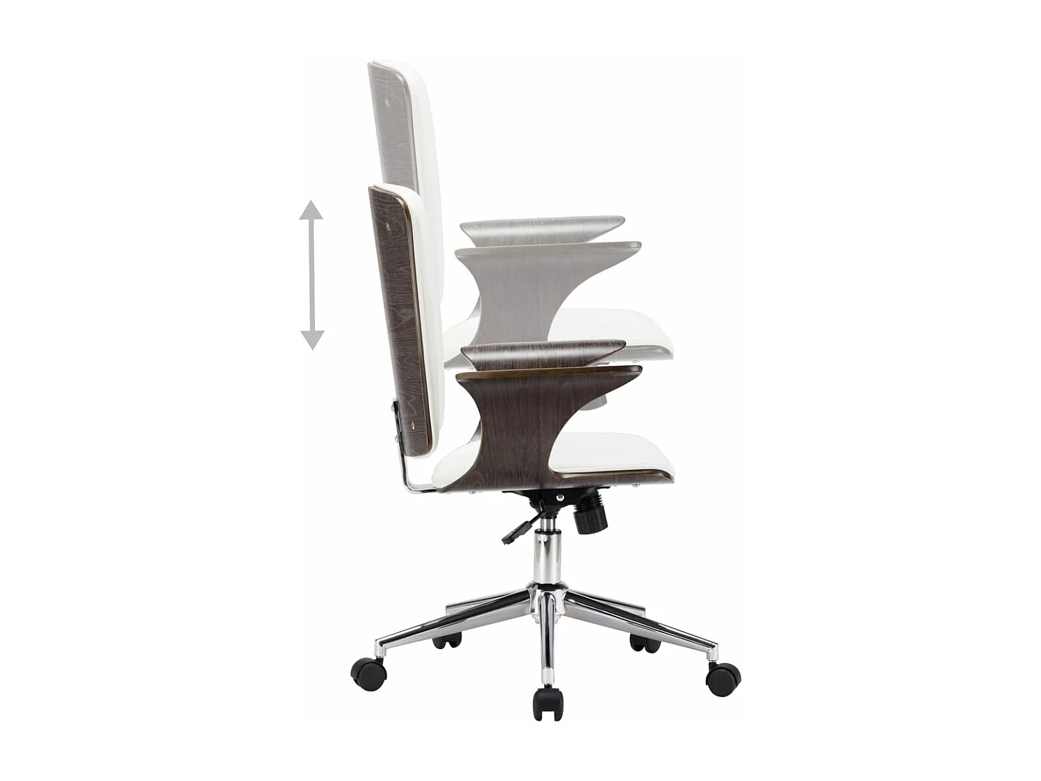 Chaise pivotante de bureau Blanc Similicuir et bois courbé