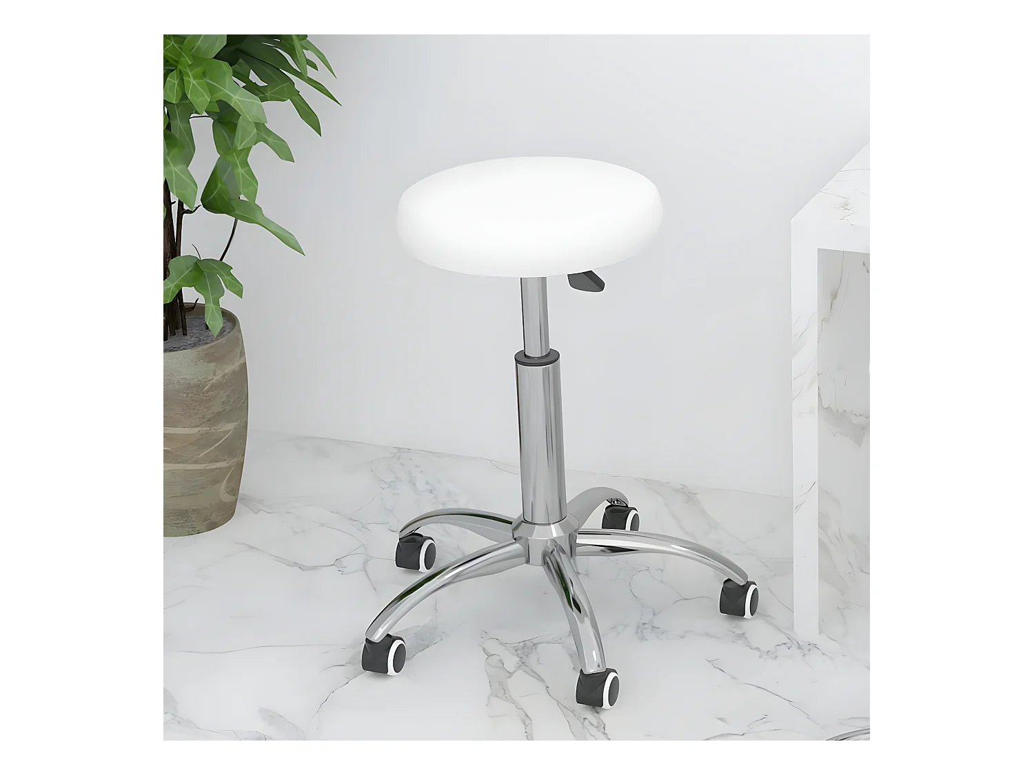 Chaise de bureau pivotante Blanc Similicuir