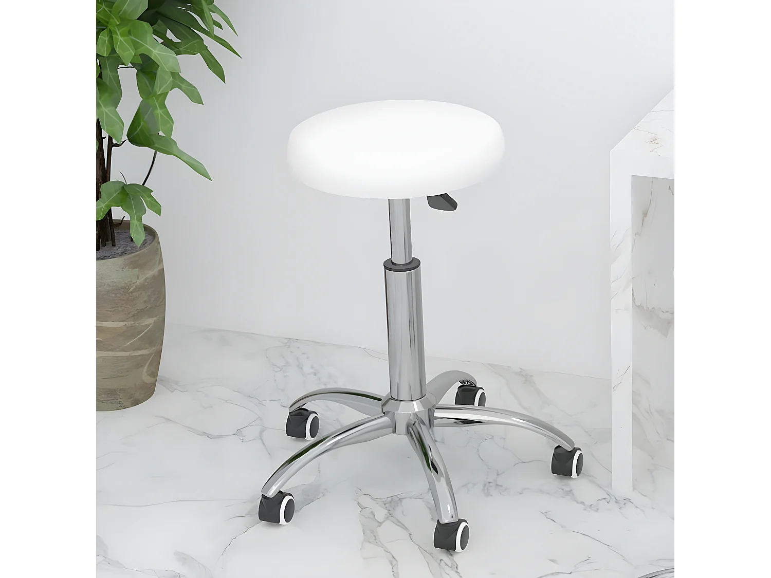 Chaise de bureau pivotante Blanc Similicuir