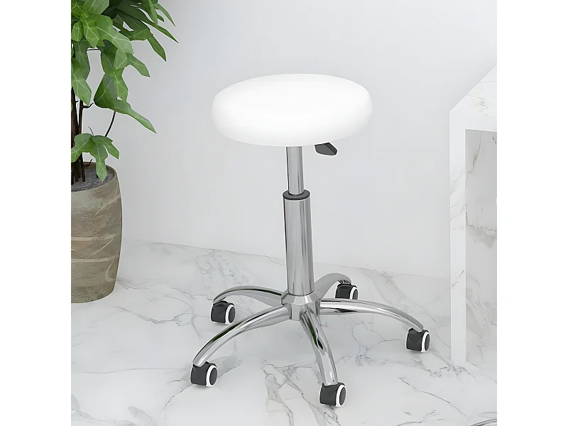 Silla de oficina giratoria de cuero sintético blanco