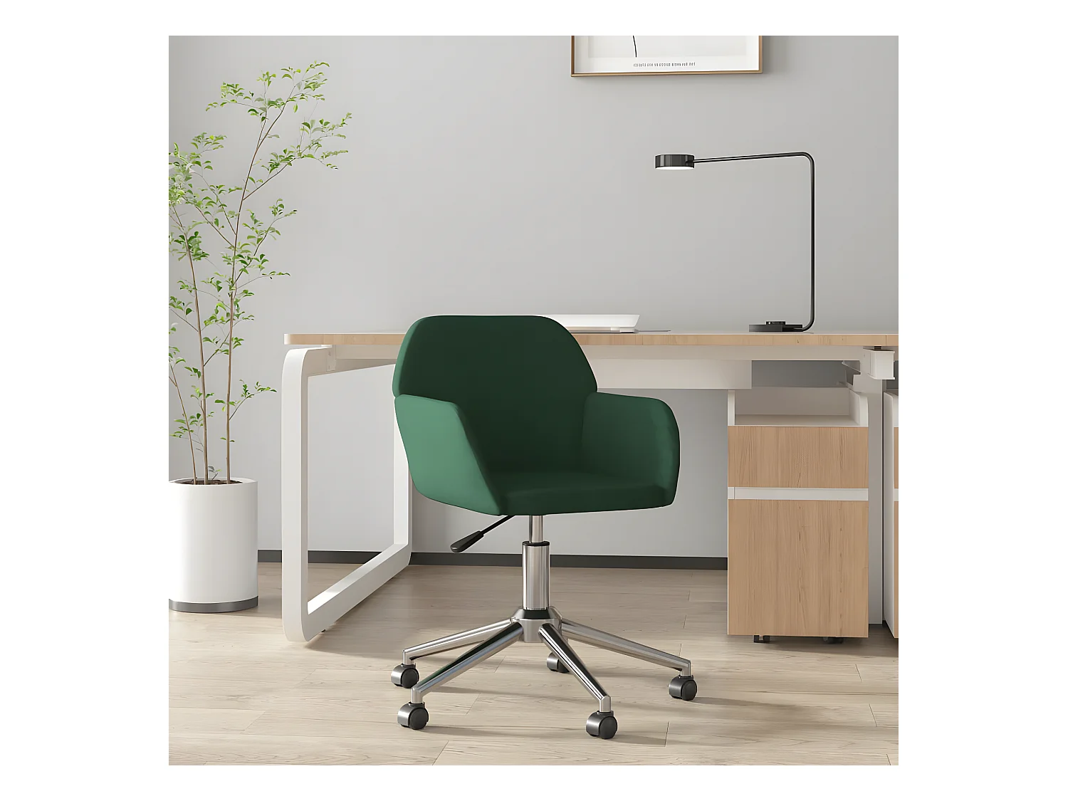 Chaise pivotante de bureau Vert foncé Tissu