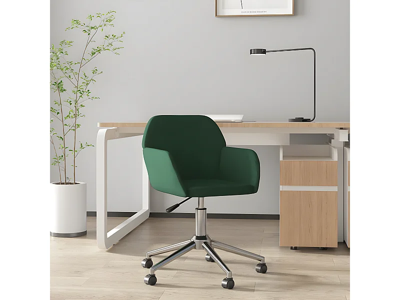 Chaise pivotante de bureau Vert foncé Tissu