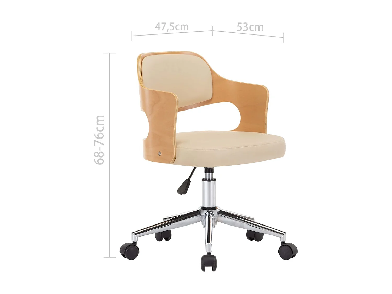 Chaise pivotante de bureau Crème Bois courbé et similicuir