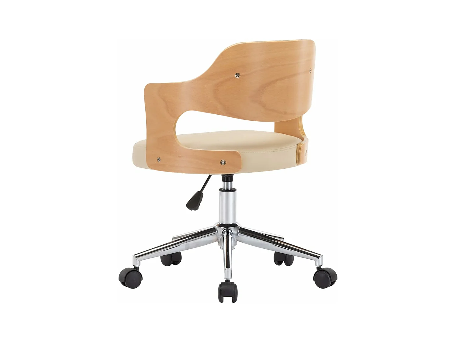 Chaise pivotante de bureau Crème Bois courbé et similicuir