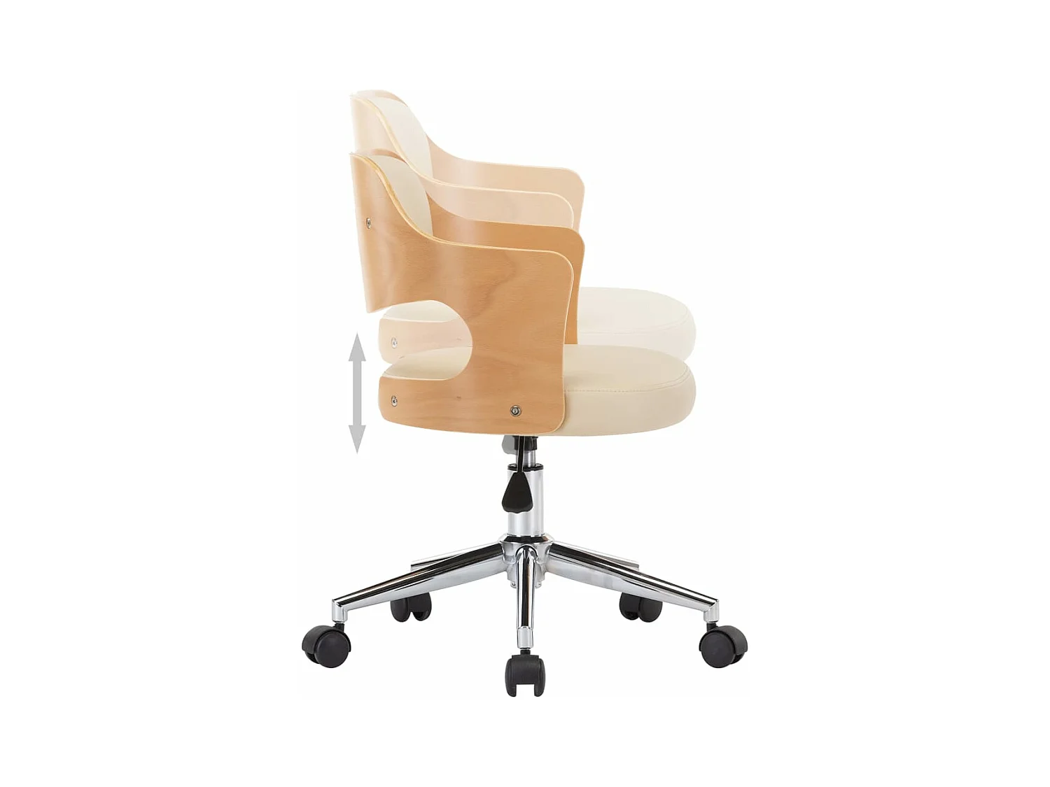 Chaise pivotante de bureau Crème Bois courbé et similicuir