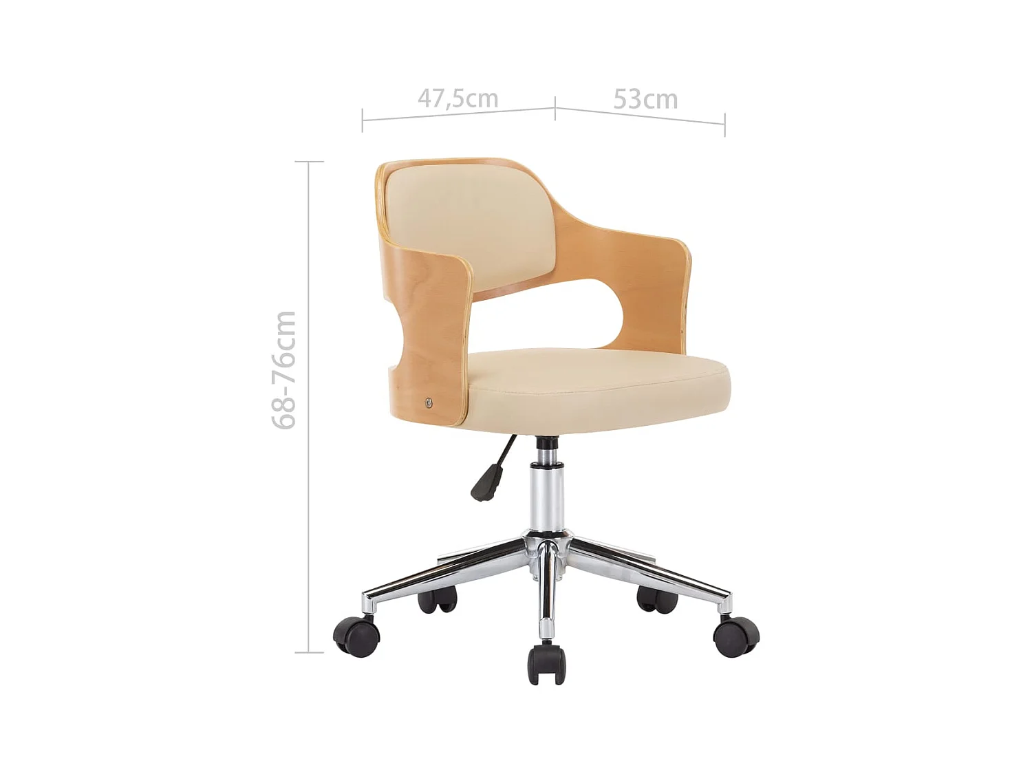 Chaise pivotante de bureau Crème Bois courbé et similicuir